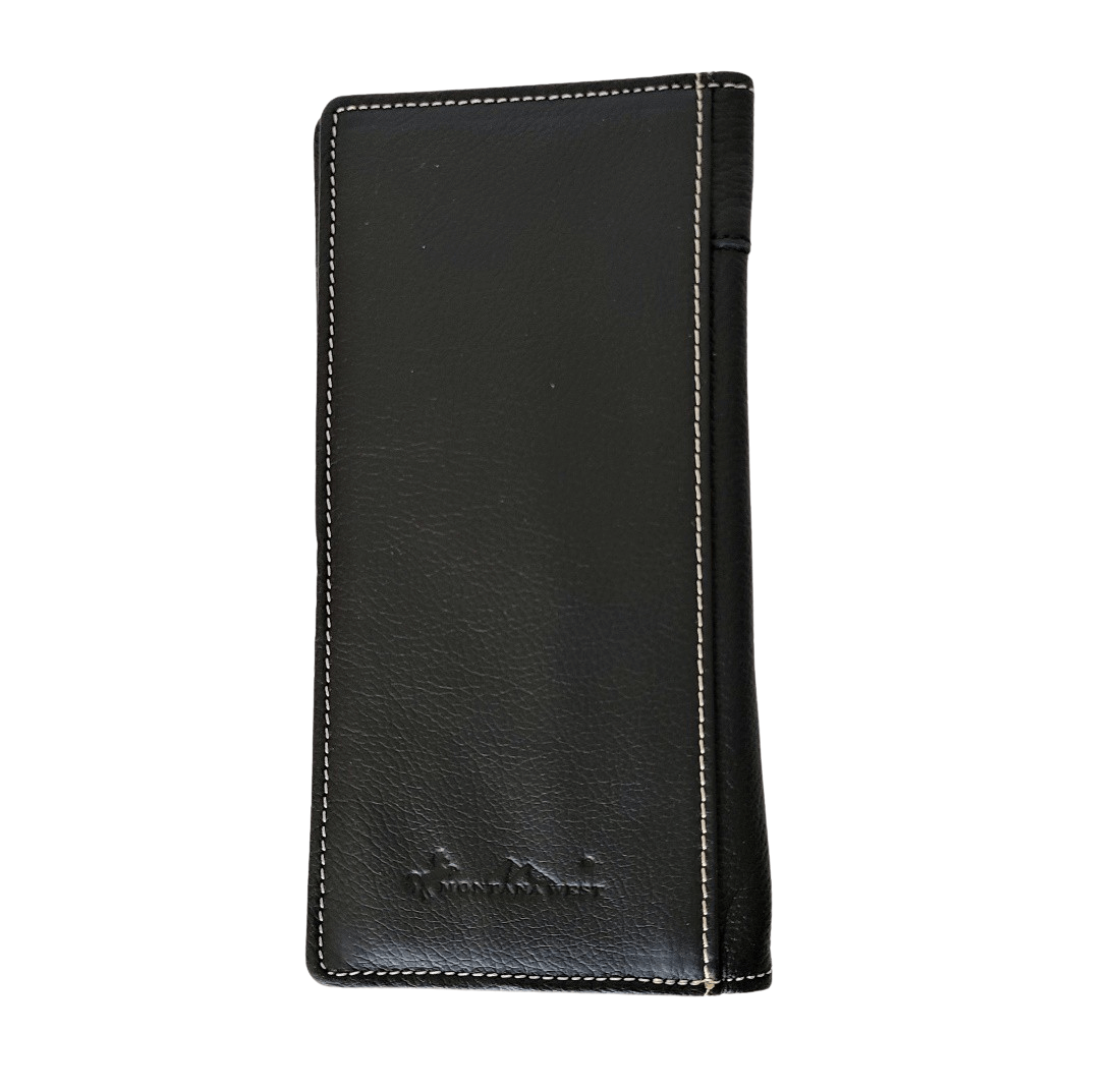 Montana West Hair On Hide Men's Long Wallet Western Cowboy Leather Wallet-MWL-W021 BK-A-1