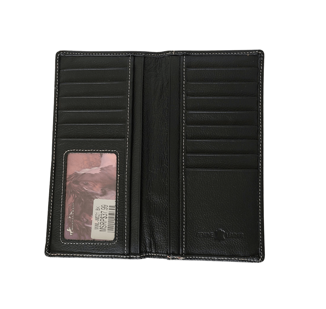Montana West Hair On Hide Men's Long Wallet Western Cowboy Leather Wallet-MWL-W021 BK-A-2
