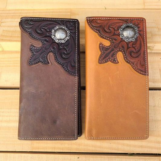 Montana West Genuine Leather Men's Wallet Western Cowboy Long Wallet-MWL-W009