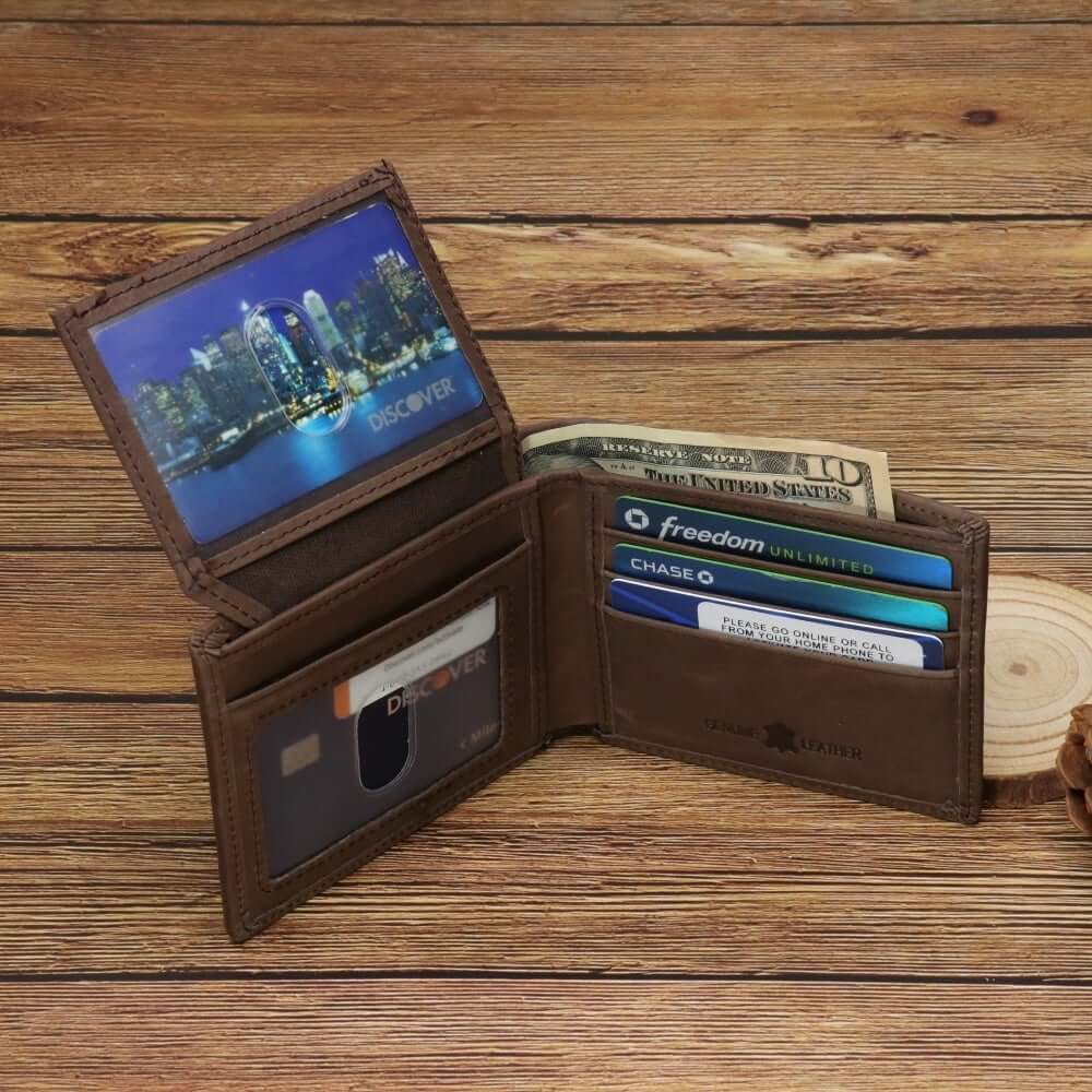 Montana West RFID Block Genuine Leather Men's Bi-fold Wallet Pick Color-RFID-W002 CF-4