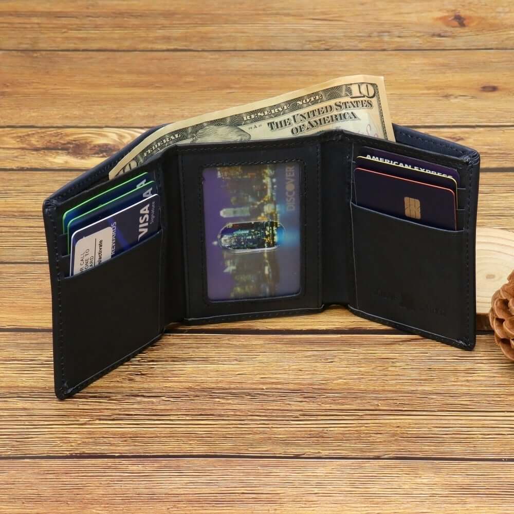 Montana West RFID Block Genuine Leather Tri-Fold Men's Wallet-RFID-W003 Dark Coffee-3