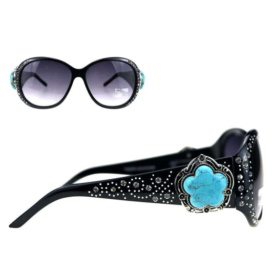 Turquoise Stone UV400 Protection Western Sunglasses-SGS-5606 BK