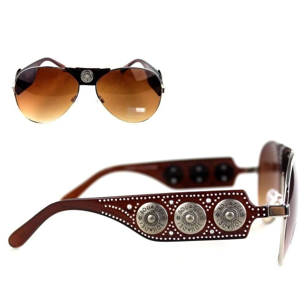 Montana West Bling Bling Sunglasses Gauge Concho Western Glasses-SGS-3711 CF