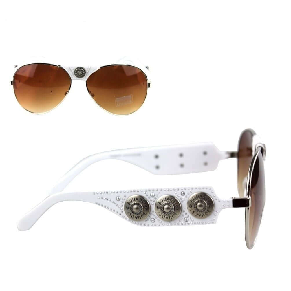 Montana West Bling Bling Sunglasses Gauge Concho Western Glasses-SGS-3711 WT