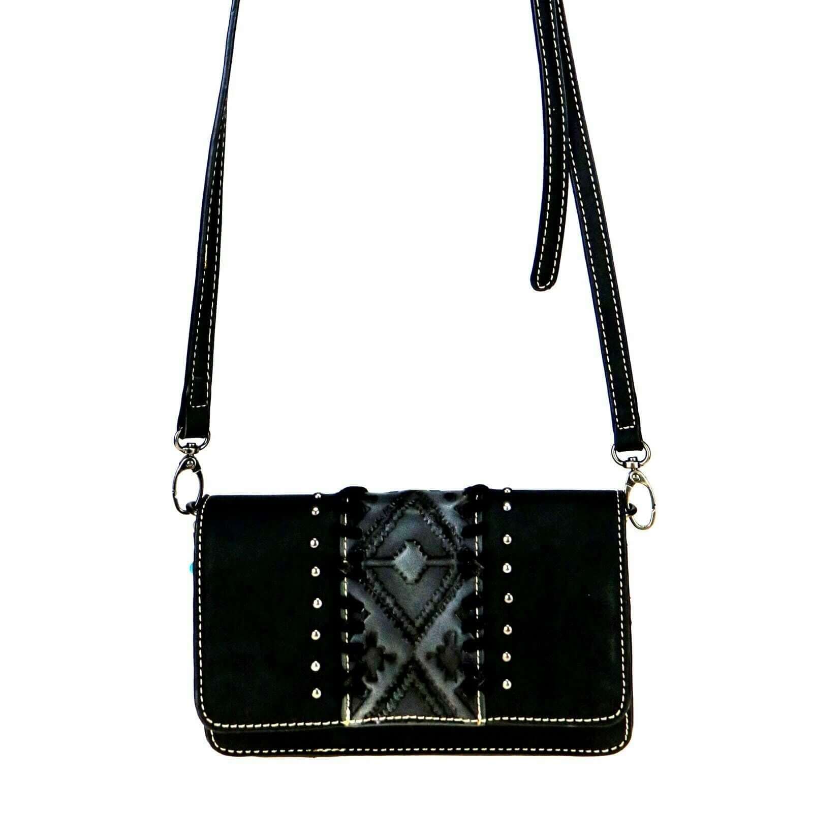 Trinity Ranch Leather Purse Western Country Crossbody Bag-TR103-8361 BK