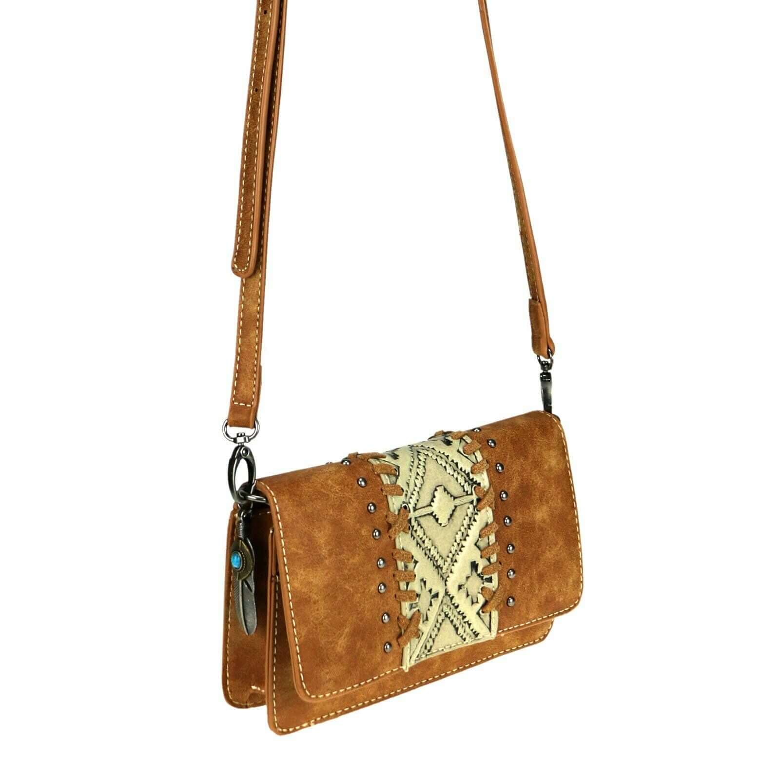 Trinity Ranch Leather Purse Western Country Crossbody Bag-TR103-8361 BR-1