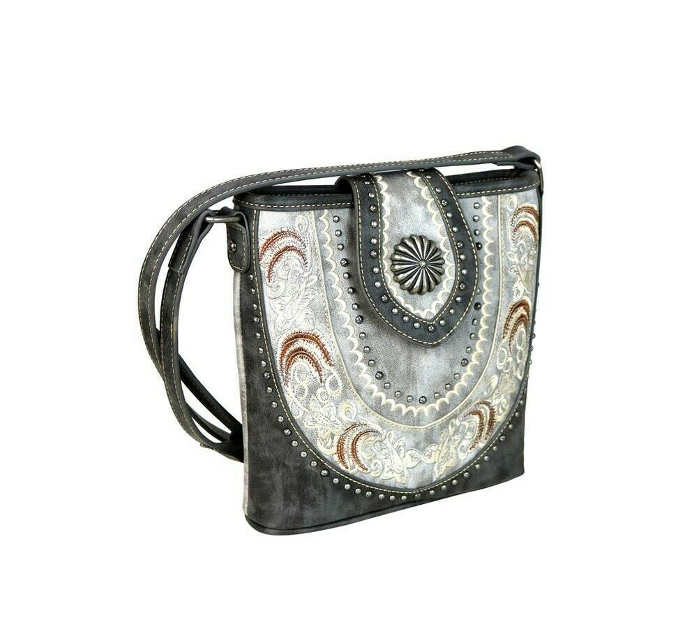 Montana West Horse Saddle Purse Western Cowgirl Crossbody Bag-MW638-8360 GY-1