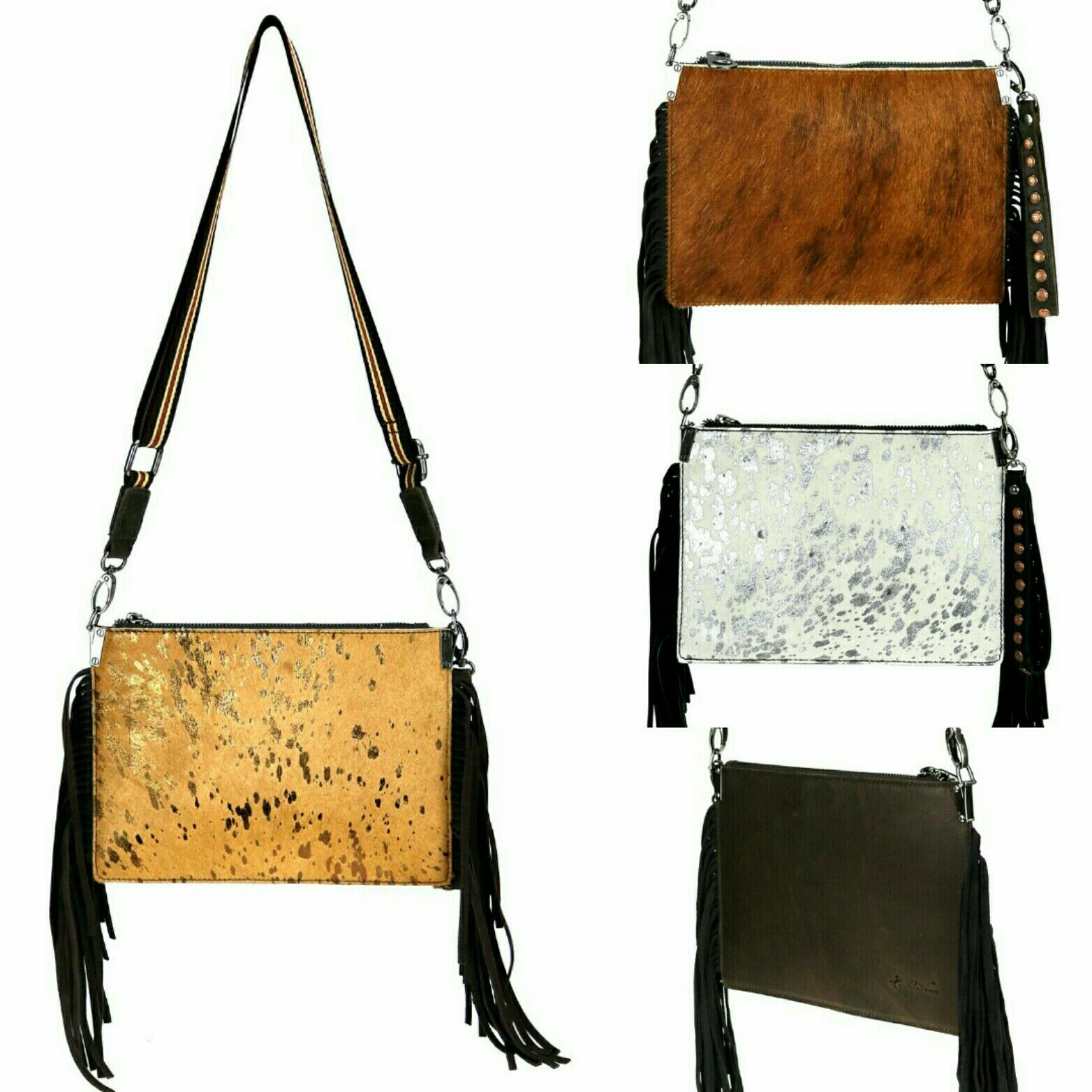 Montana West Hair On Hide Genuine Leather Fringe Purse-RLC-L126