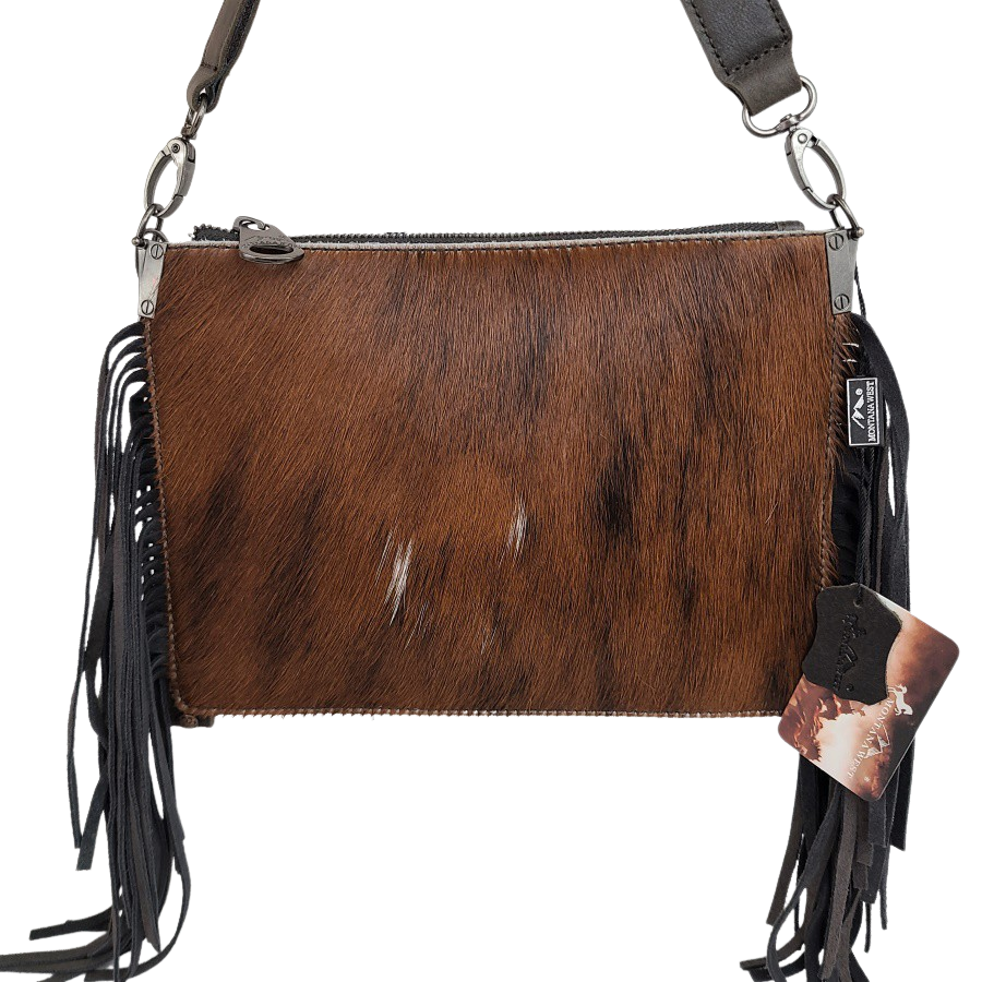 Montana West Hair On Hide Genuine Leather Fringe Purse-RLC-L126 BR-3