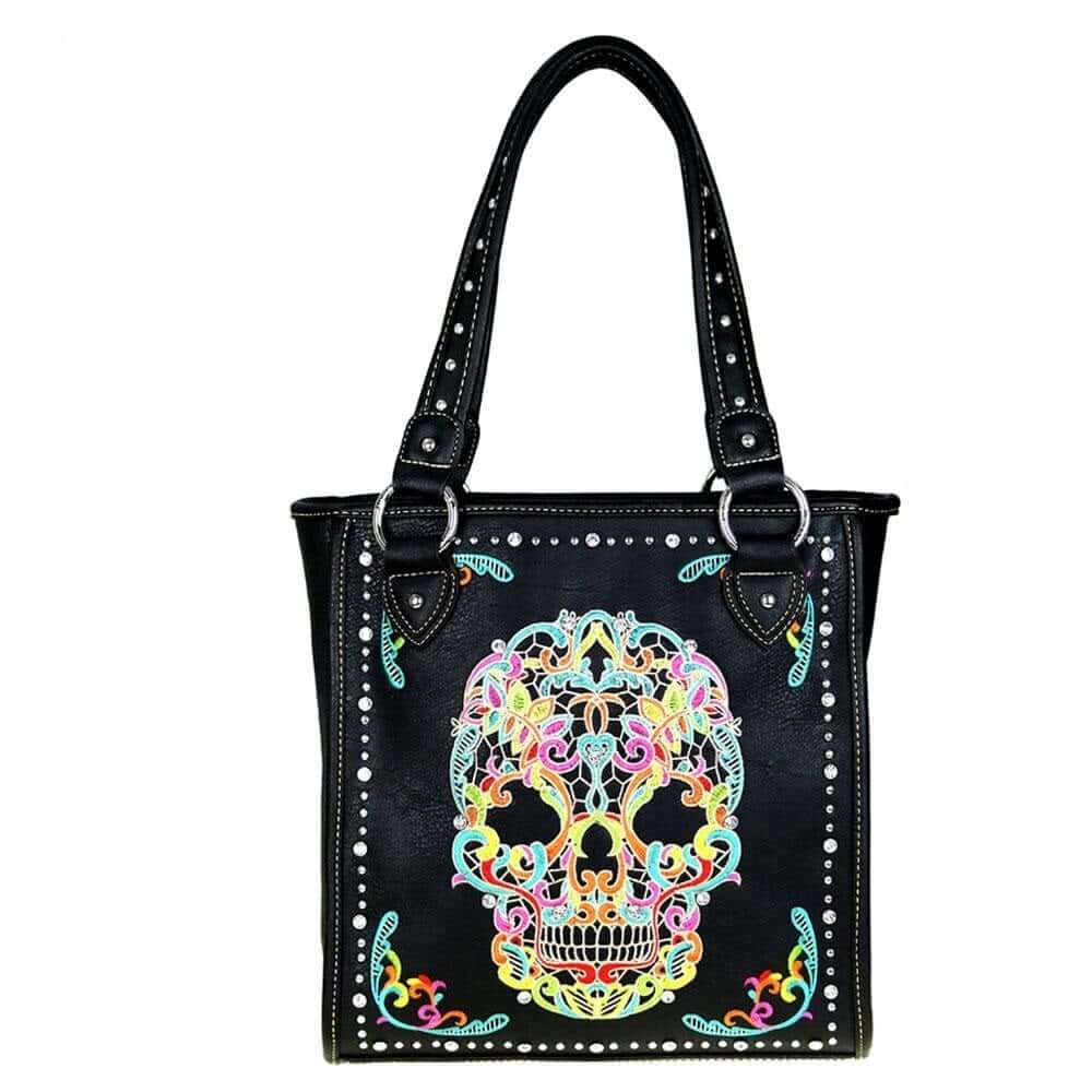 Montana West Sugar Skull Concealed Carry Purse Halloween Tote Bag-MW494G-8113 BK-MULTI