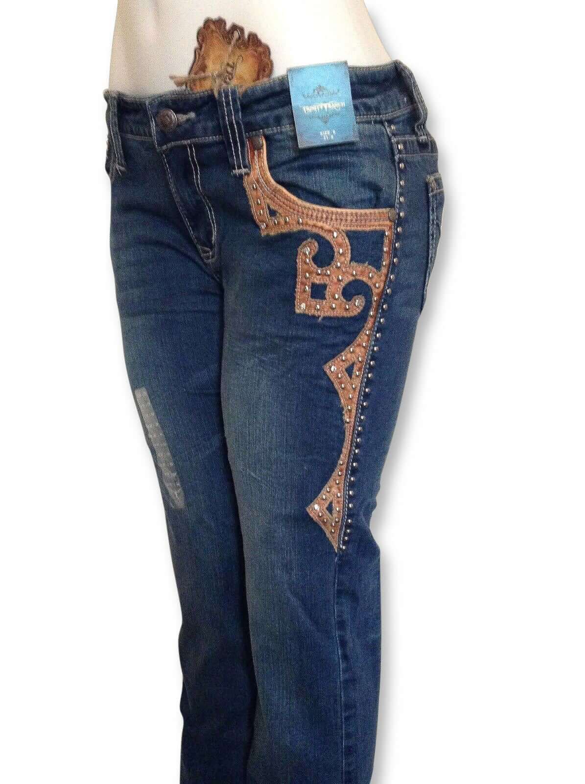 Trinity Ranch Boot Cut Western Country Designer Jeans Pants Size 1-JN-TR017-1