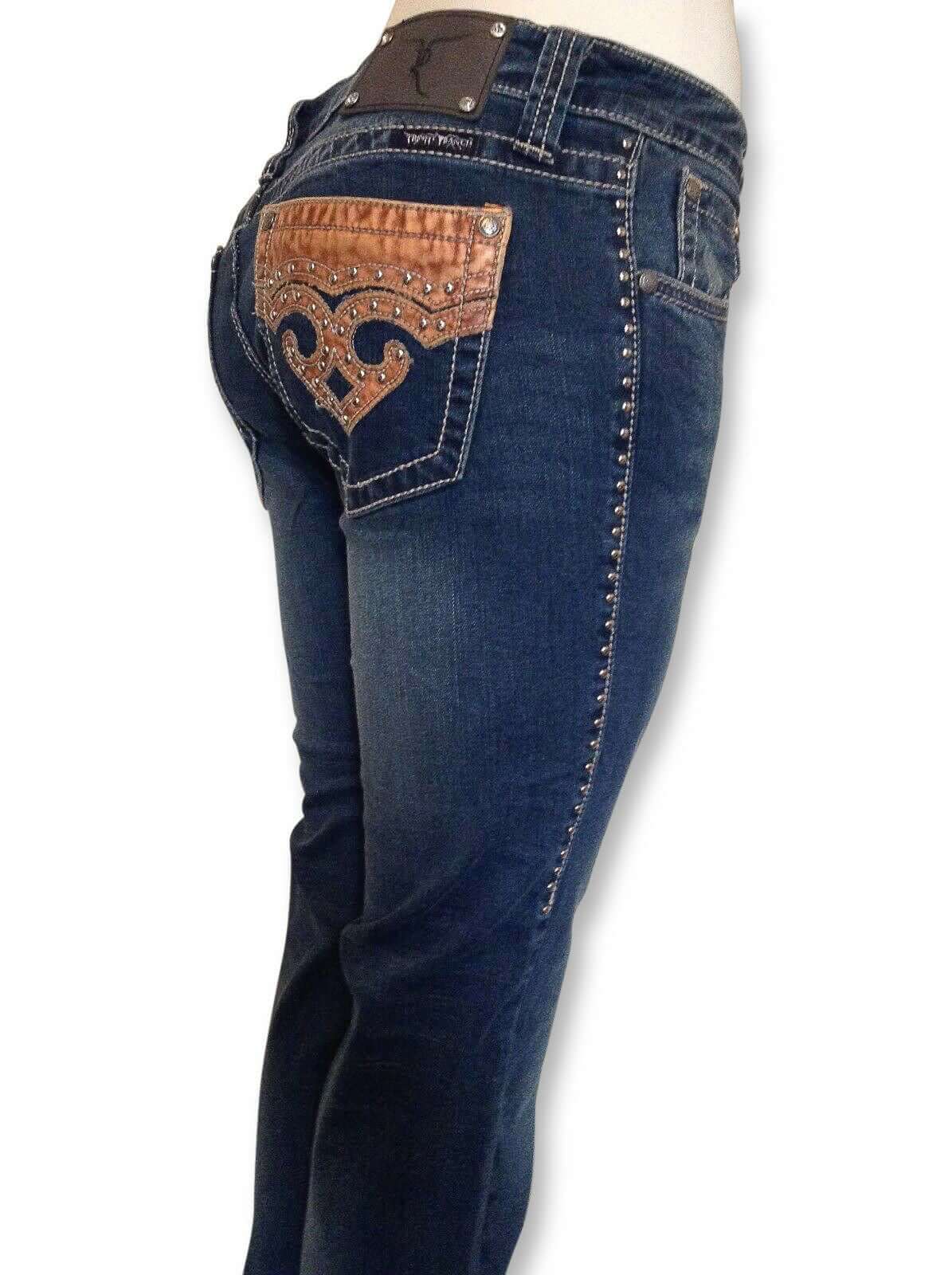 Trinity Ranch Boot Cut Western Country Designer Jeans Pants Size 1-JN-TR017-3