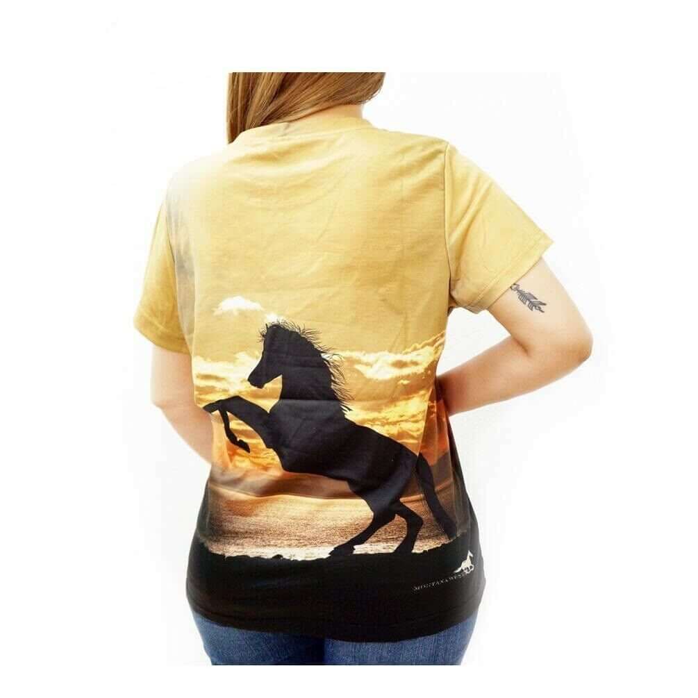 Horse Printed women's T-Shirt back- Coffee-ST-622 CF-1