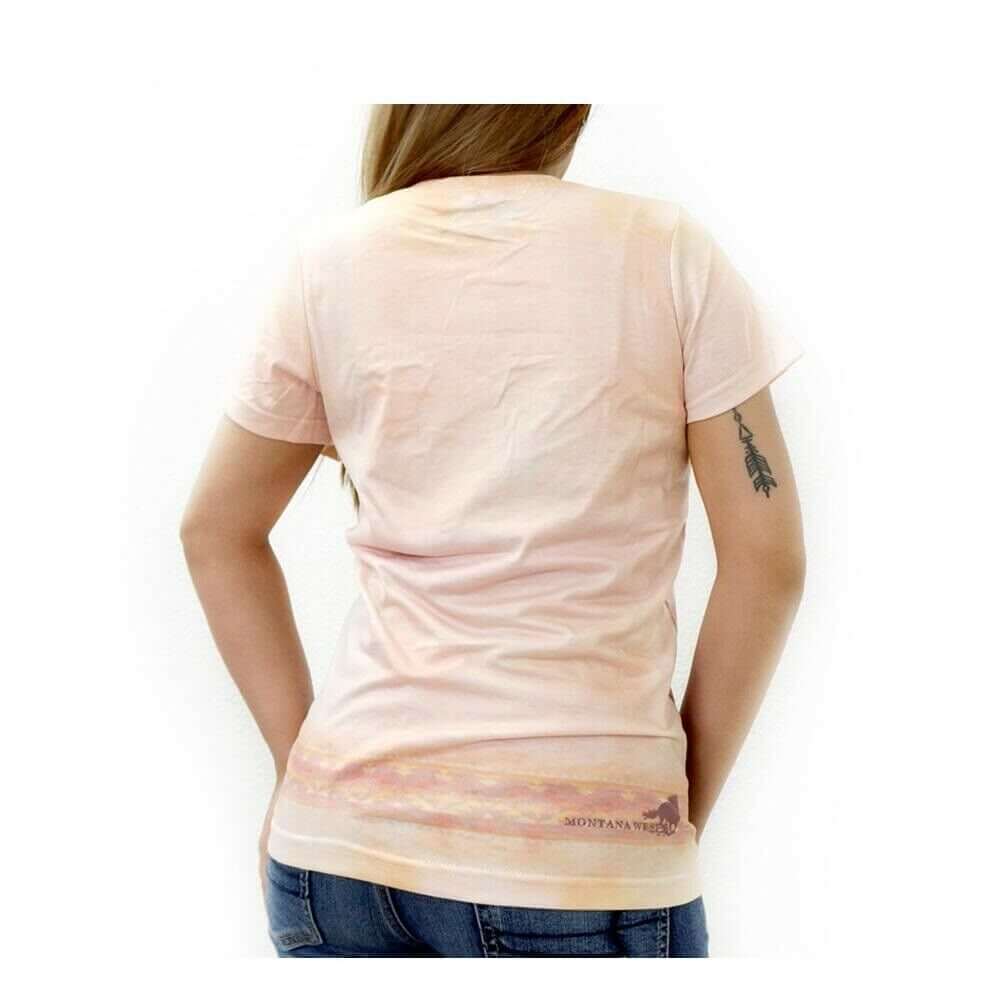 Horse Printed Women's T-Shirt back - Tan-ST-613 TAN-1
