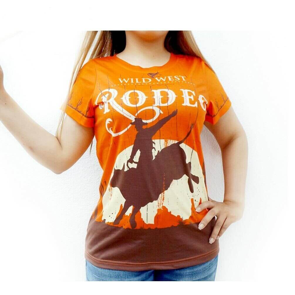 All Over Printed Western Country Wild West Rodeo T-Shirt For Women-ST-617 OR- 