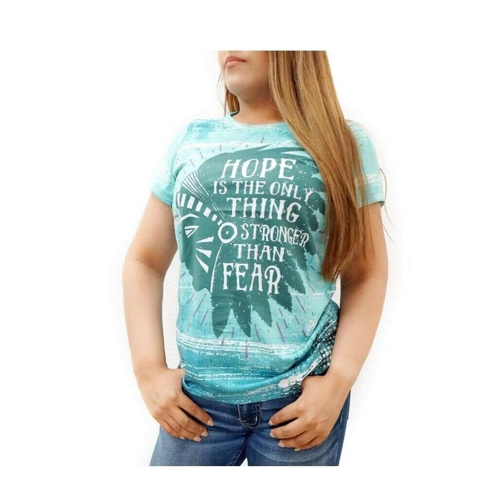 All Over Printed Native American Women's Western T-Shirt for Women Turquoise-ST-618 TQ