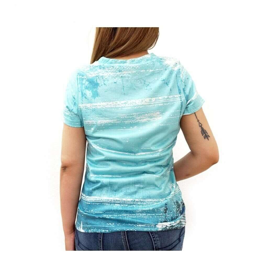 All Over Printed Native American Women's Western T-Shirt for Women Turquoise-ST-618 TQ-1