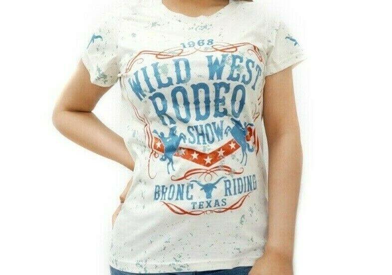 Wild West Rodeo Printed Horse Rider Western T-Shirt for Women-ST-620 BG-2