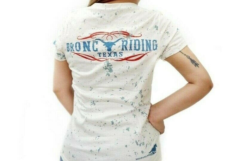 Wild West Rodeo Printed Horse Rider Western T-Shirt for Women-ST-620 BG-3