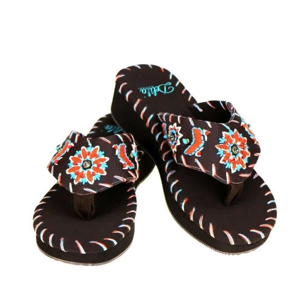 Montana West Delila Flip Leather Strap Flip Flop Coffee-SS-S009 CF-2