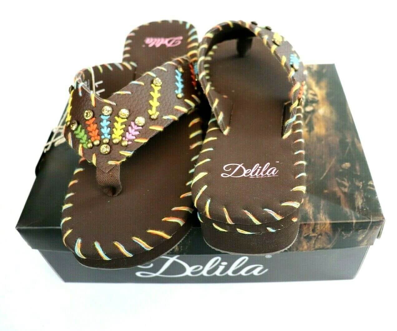 Montana West Delila Western Country Embroidery Bling Bling Flip Flops-SS-S007CF-1