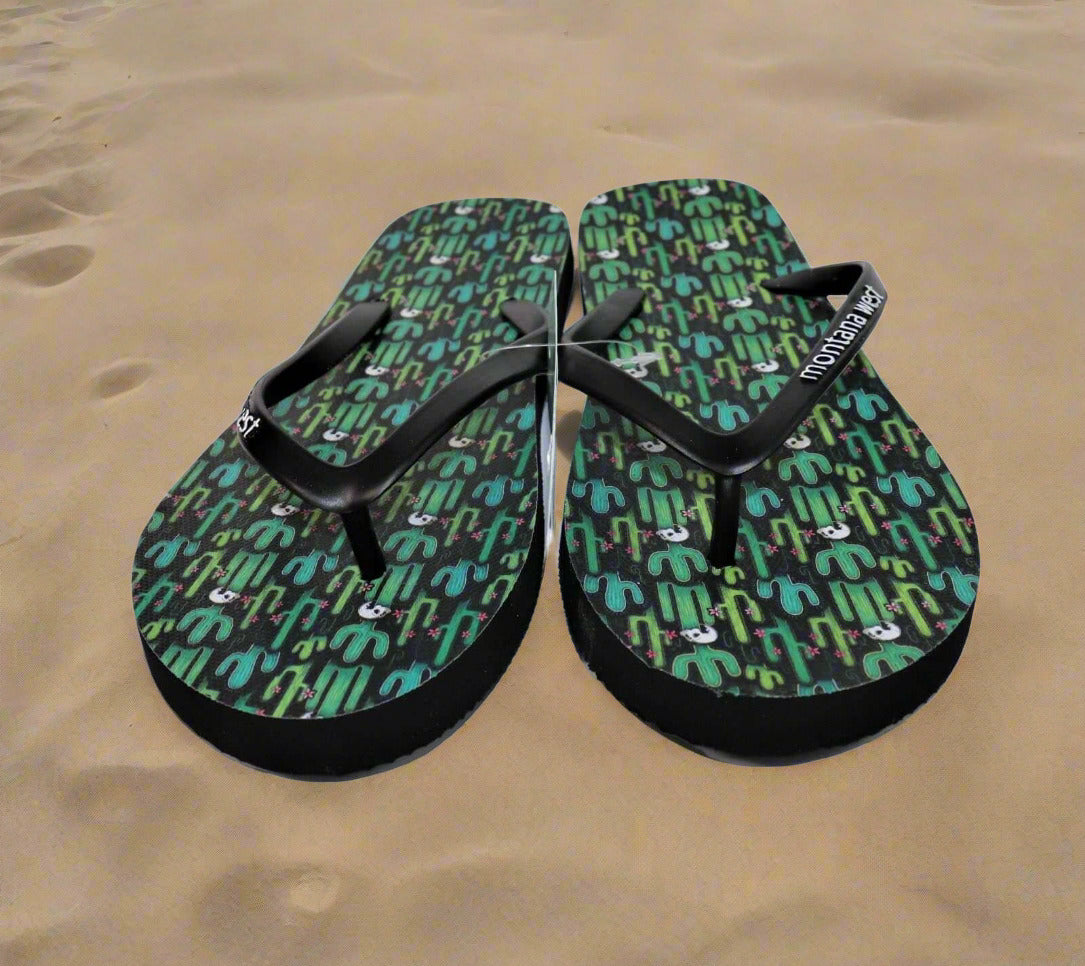 Montana West Cactus Printed Western Summer Beach Flip Flops Pick SizesFF-8010 BK