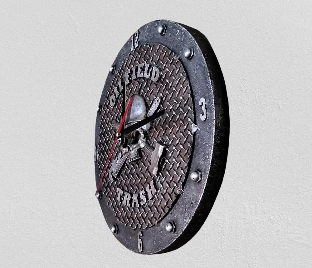 Oil Field Trash Rustic Western Texas Country Clock-RSM-217-2