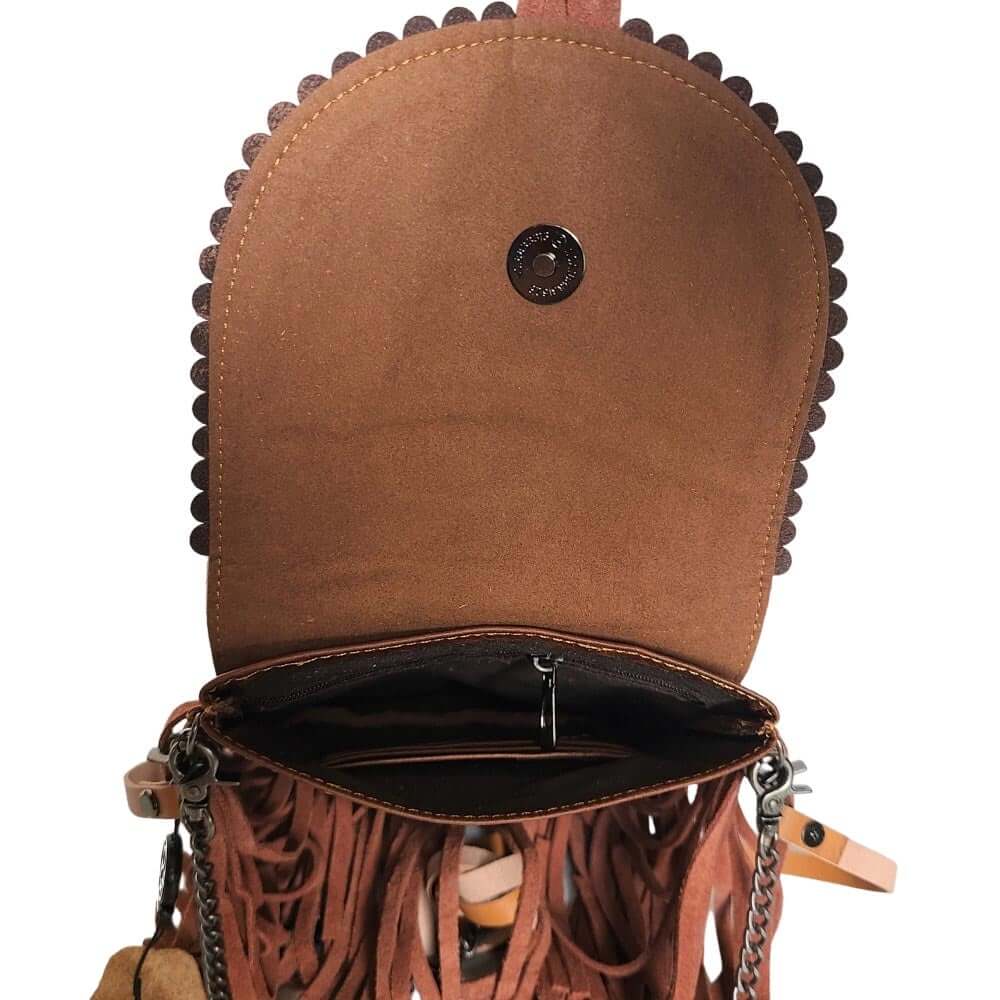 Genuine Leather Leather Fringe Western Cowgirl Crossbody Bag-BA2730-E-5