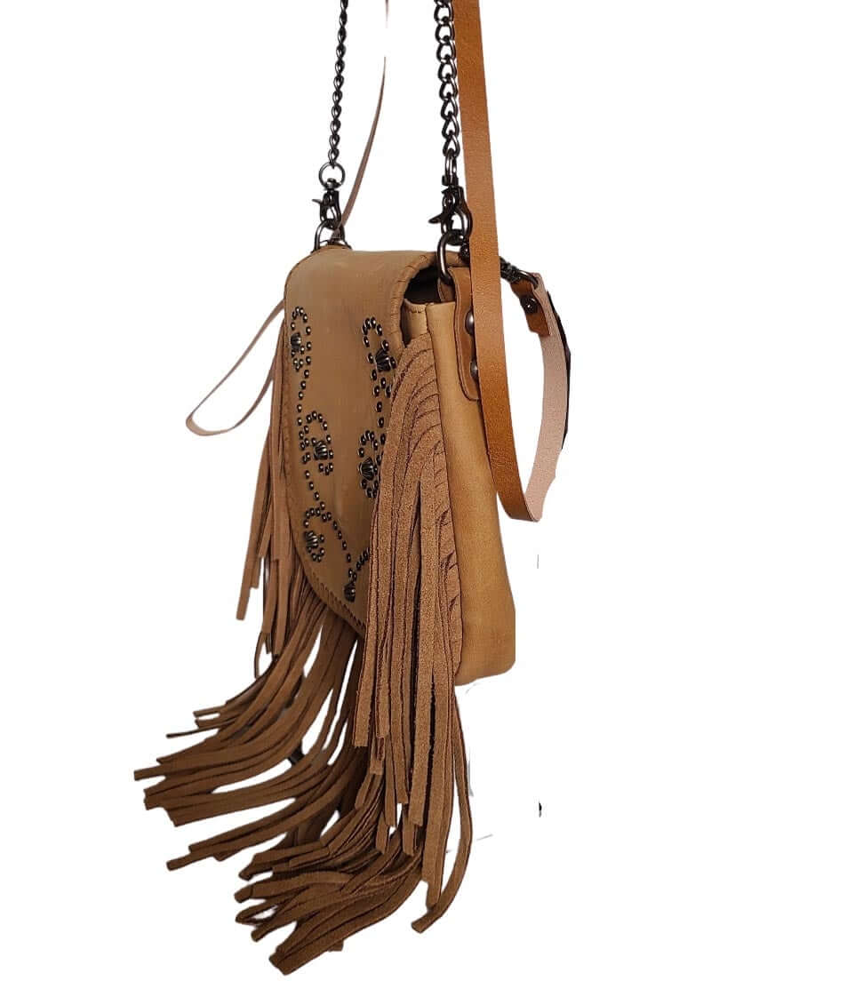 Genuine Leather Fringe Western Country Cowgirl Crossbody Bag-BA2731-BBA2731-B-2