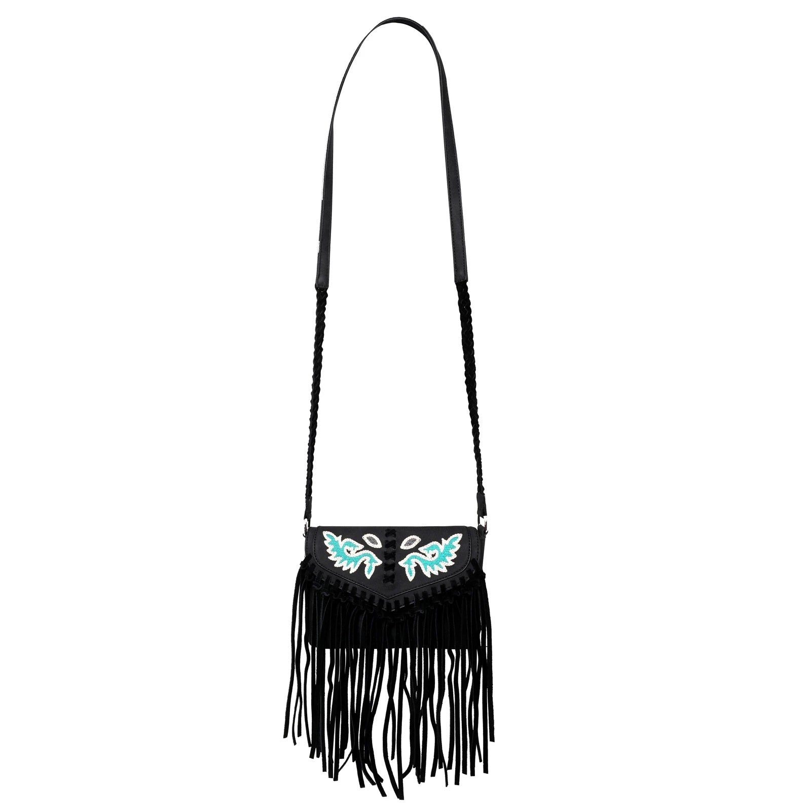 WGB04-001 BK - Wrangler fringe crossbody bag-Black