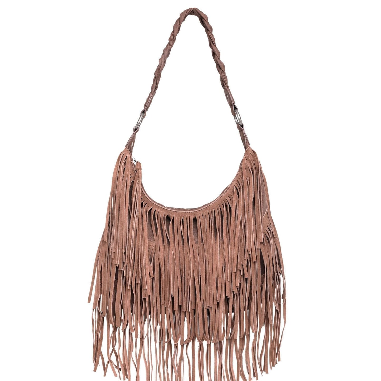 WG11-918 CF- Wrangler leather fringe hobo purse-Coffee