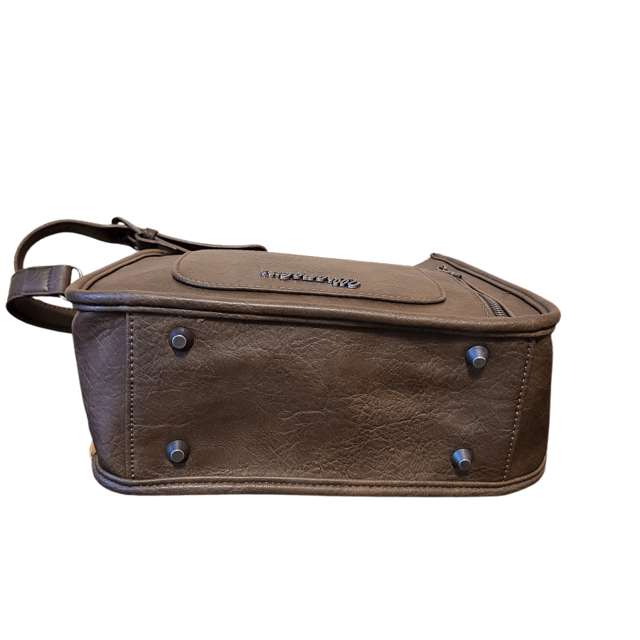 WG02-9360 CF-4 Wrangler Aztec embroidery concealed carry crossbody bag bottom- Coffee