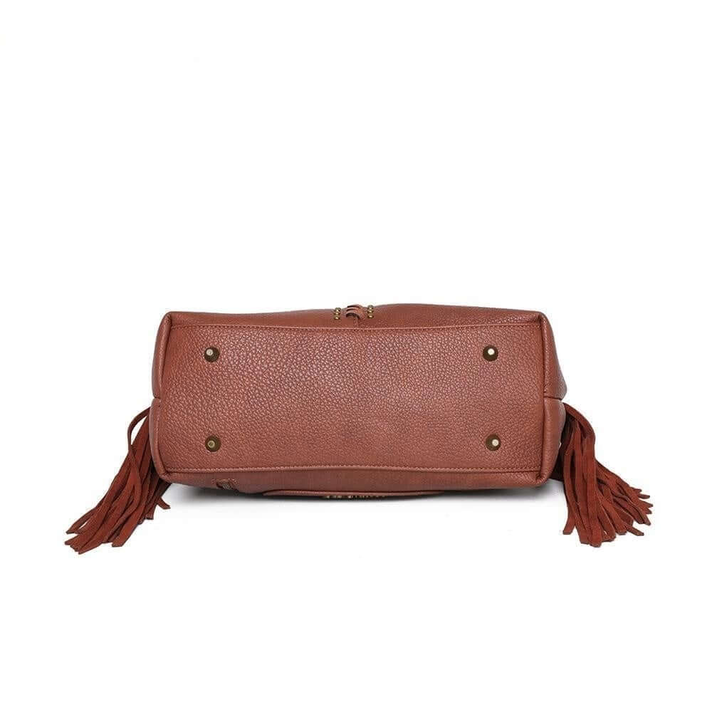 WG09-G8317 BR-Wrangler fringe purse bottom - Brown