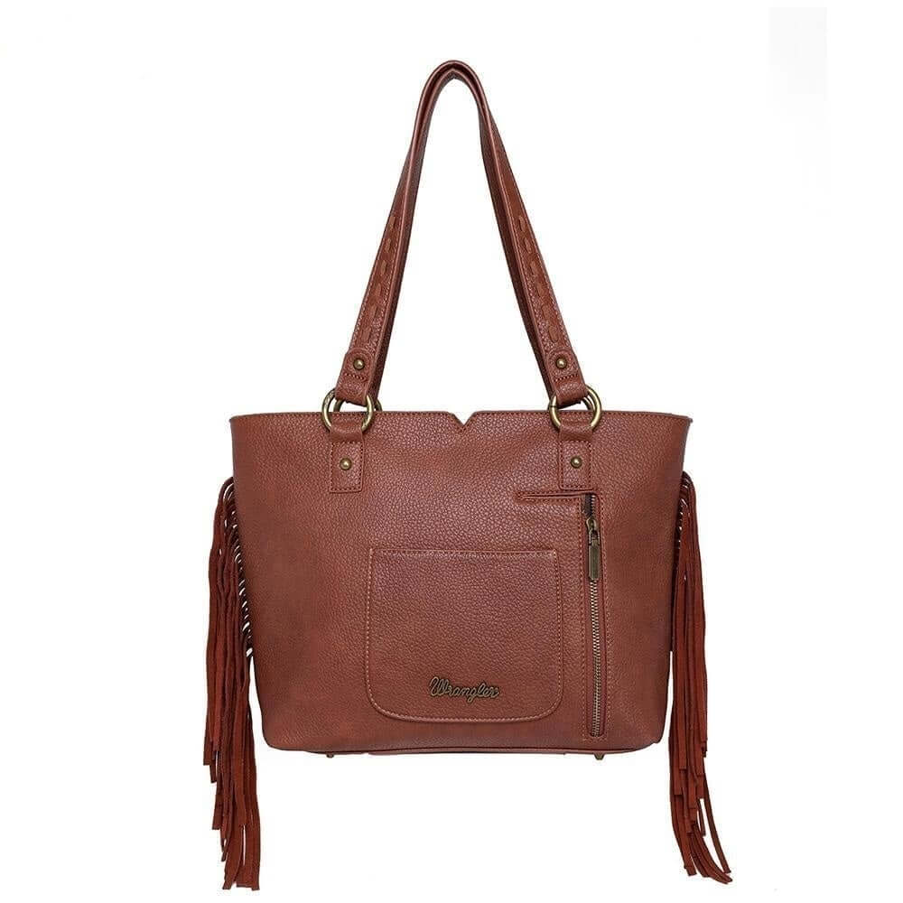 WG09-G8317 BR-2-Wrangler fringe purse - Brown