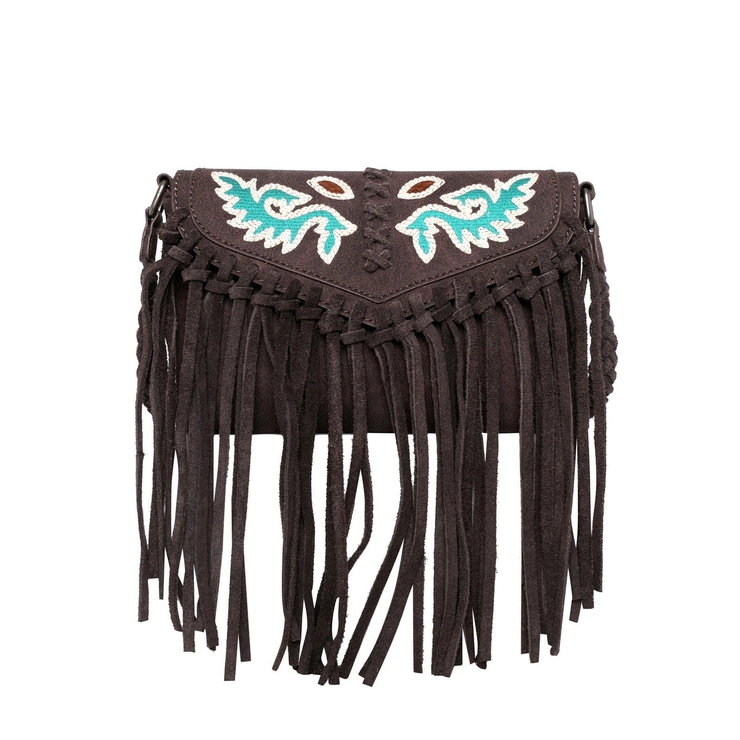 WGB04-001 CF - Wrangler fringe crossbody bag-Coffee