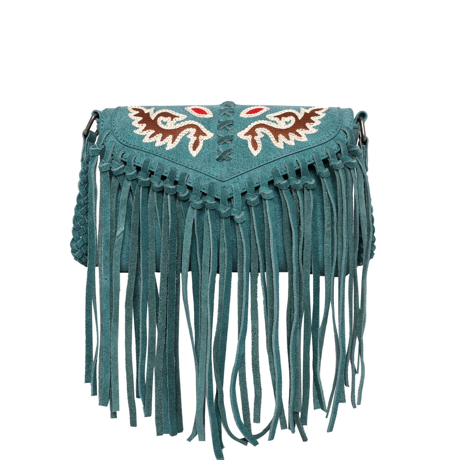 WGB04-001 TQ - Wrangler fringe crossbody bag-Turquoise
