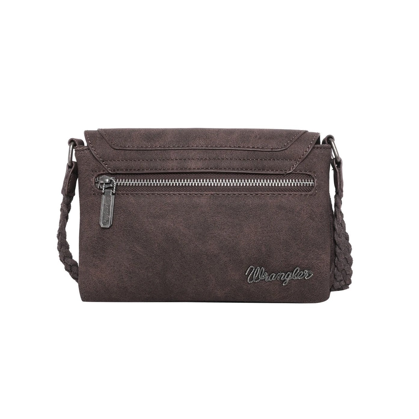 WGB04-001 CF - Wrangler fringe crossbody bag back-Coffee
